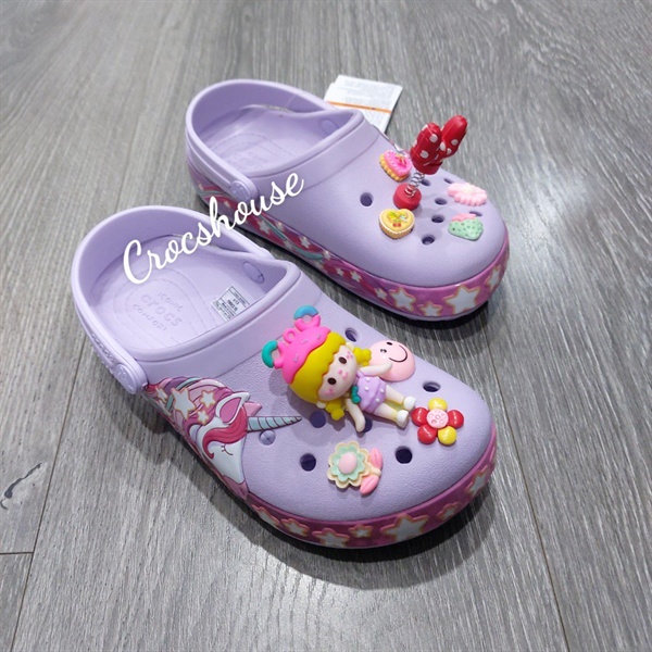 (Bảo hành+ tặng kèm jibbitz) Dép sục crocs trẻ em họa tiết 3D unicorn, giày dép bé gái - Crocs House