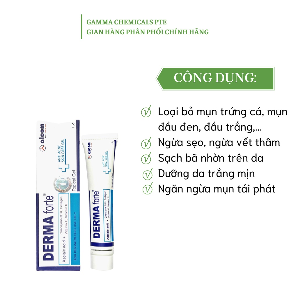 Kem mụn derma forte làm giảm mụn ẩn, trứng cá, đầu đen, làm mềm và làm mờ sẹo -derma forte 15g