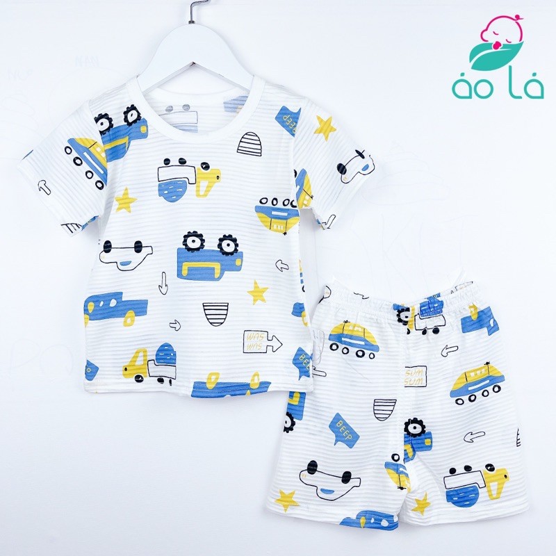  Bộ tay ngắn cho bé vải cotton tre Áo Lá Homewear, bộ cộc bé gái, bé trai