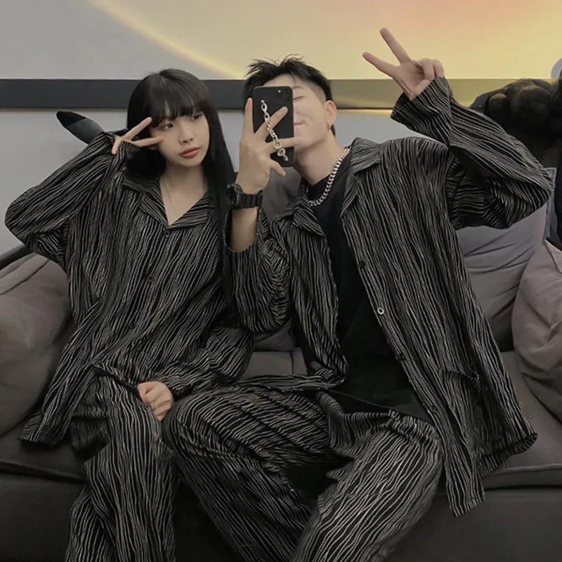 Bộ đồ ngủ cotton tay dài phong cách Nhật Bản thời trang xuân thu dành cho cặp đôi với nhiều loại tùy chọn n2wf