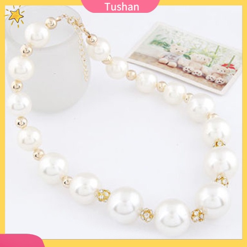 Vòng cổ xâu chuỗi hạt châu bản lớn tạo điểm nhấn cổ điển