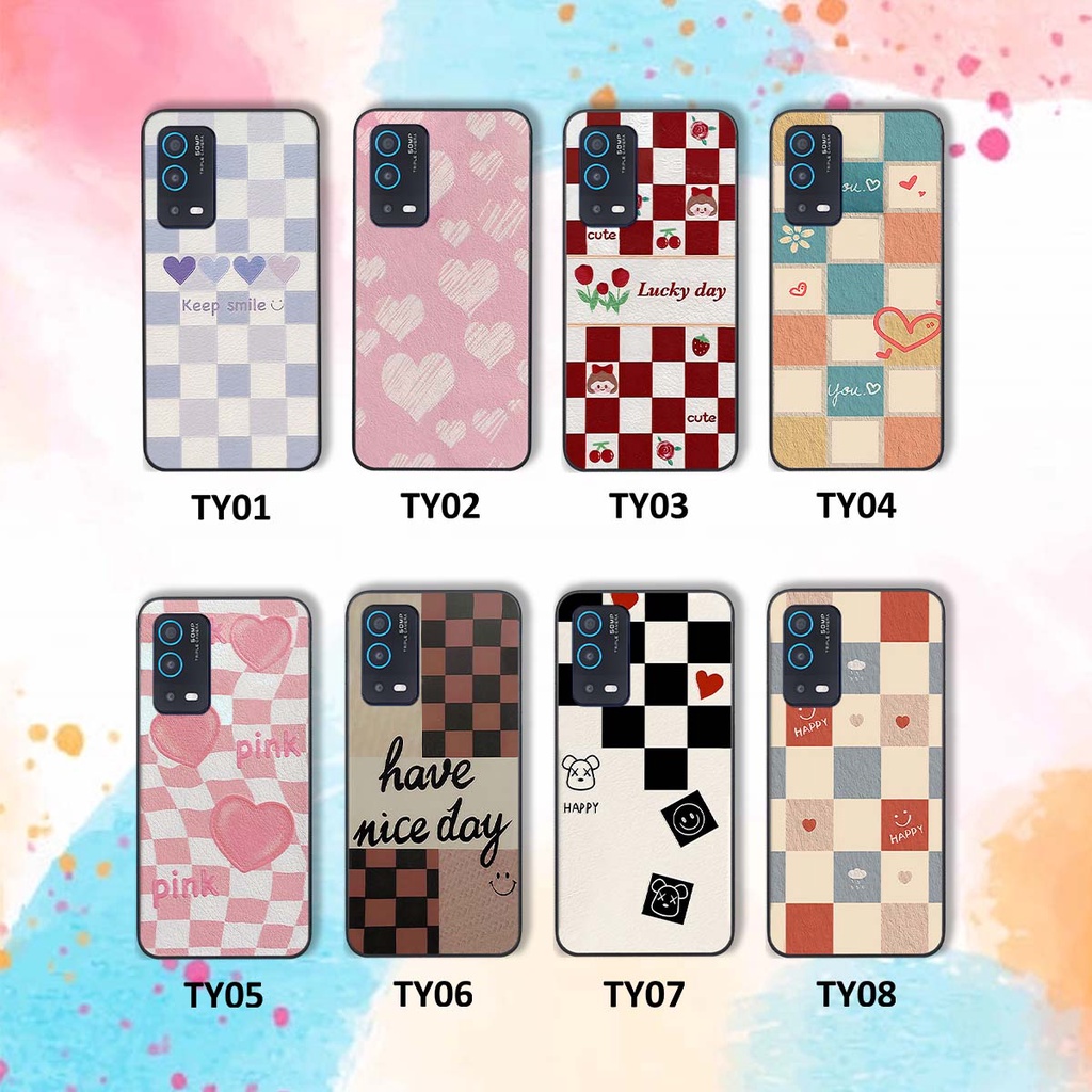 Ốp Oppo A54 / A55 caro trái tim cá tính, thời trang siêu đẹp, siêu phong cách