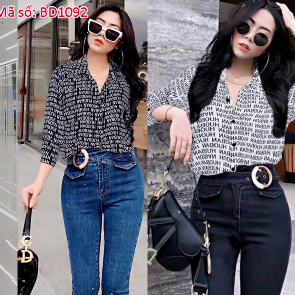 BD1093 ÁO SƠ MI KIỂU IN CHỮ sang trọng - hàng việt nam
