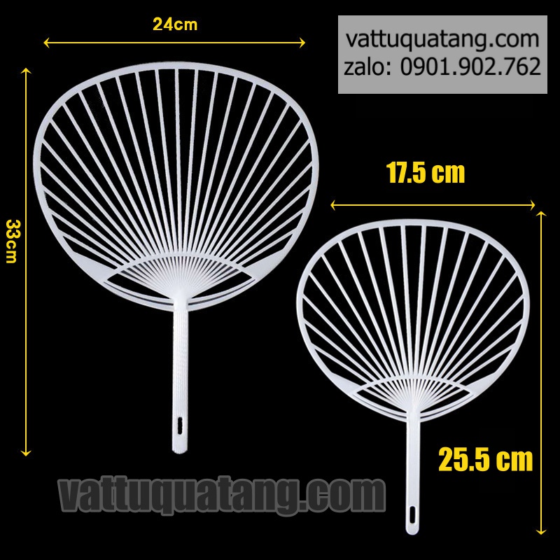 Combo 100 cái Phôi nan quạt nhựa, quạt quảng cáo size lớn và nhỏ