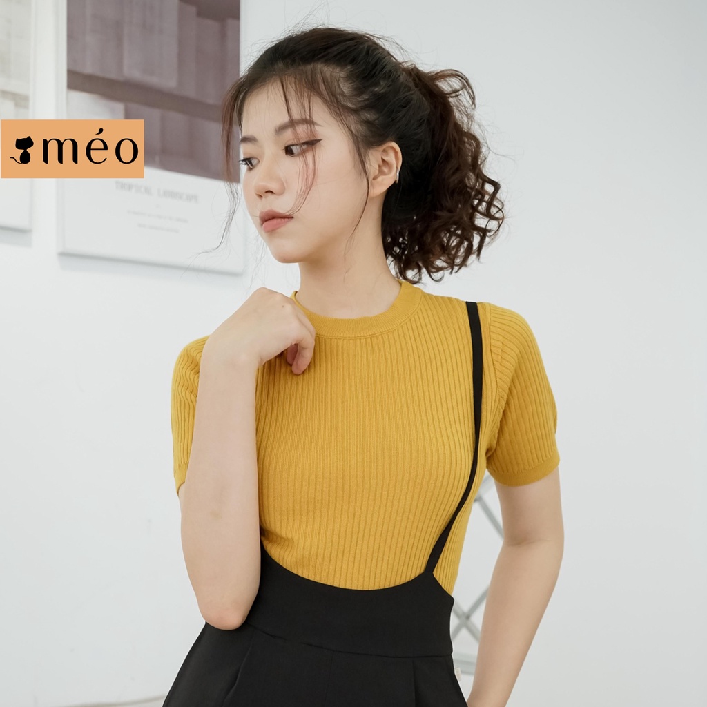 Áo Len ngắn tay cổ tròn trơn màu Corm Méo Shop