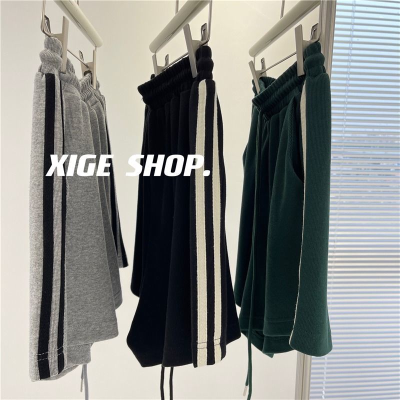 Quần Short Thể Thao Lưng Cao Ống Rộng Phong Cách Retro Mỹ