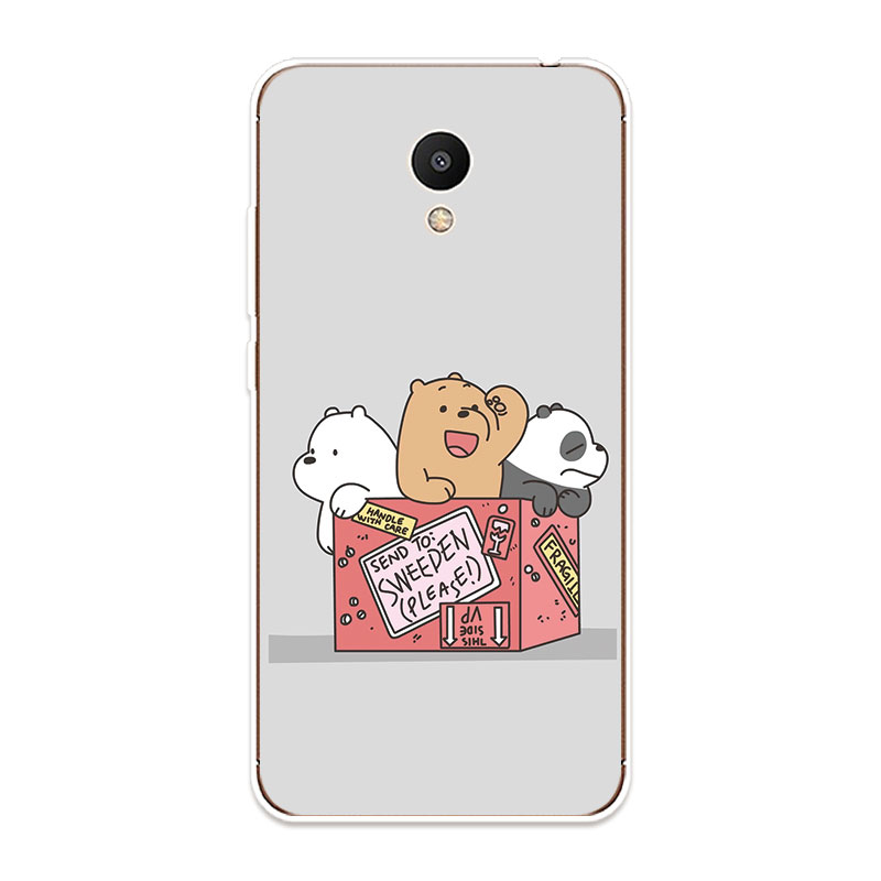 Meizu M3 M3S M5 M6 Note Soft TPU Silicone Phone Case Cover Three Bare Bears 3