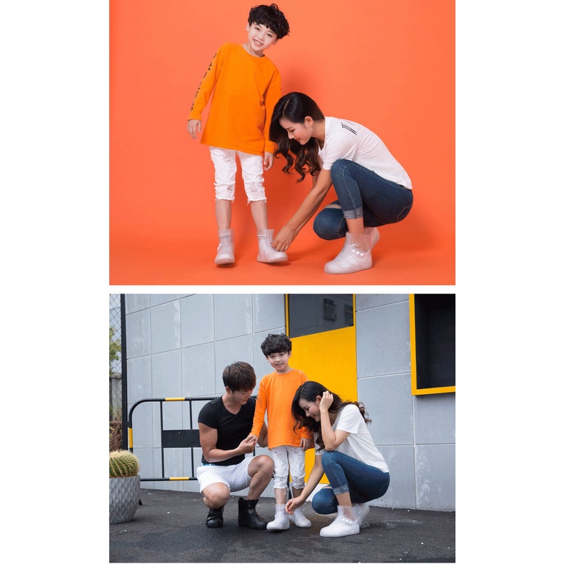 Vỏ Bọc Giày Đi Mưa Cổ Cao / Ngắn Chống Thấm Nước Chống Mài Mòn Tiện Dụng Cho Người Lớn Và Trẻ Em