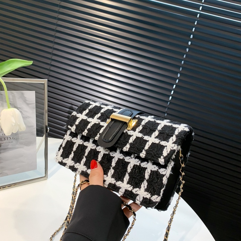 Túi Đeo JASMIN NOIR Chéo Bằng Len Dây Xích Thời Trang Dành Cho Nữ