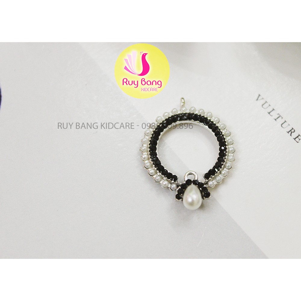 Khoen đá tròn, vuông, Center đá đính hoa vải handmade