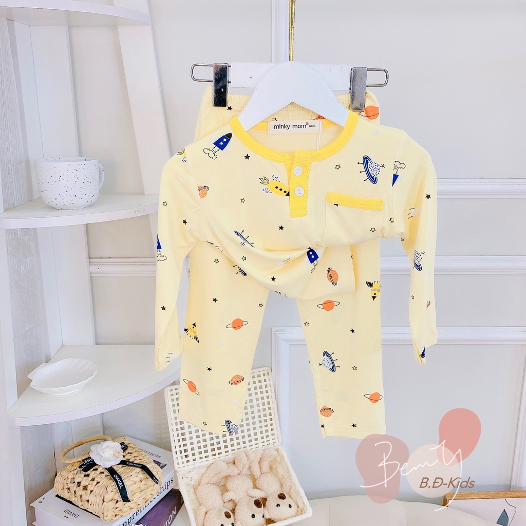 [Bé 7-26kg] Bộ dài tay thun lạnh cổ trụ mềm mịn mát cho bé trai, bé gái từ 7-26kg [ HÀNG CHUẨN ]