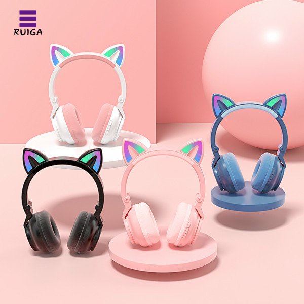 Tai Nghe chụp tai không dây Bluetooth kiểu dáng Mèo Con Kỳ Lân -Hỗ trợ mic và đèn led - STN27