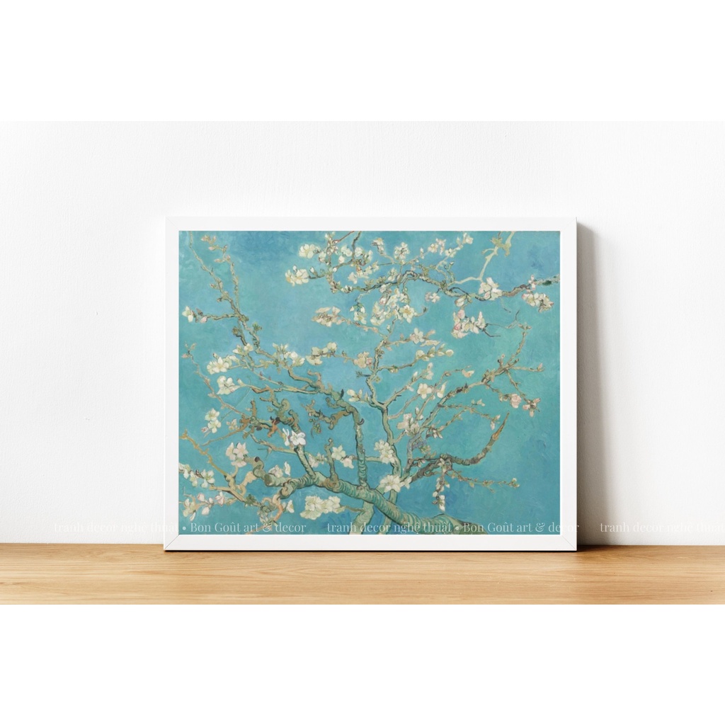 Tranh canvas 💜 NGHỆ THUẬT SIÊU ĐẸP 💜 treo tường Van Gogh - HOA HẠNH NHÂN - decor trang trí phòng