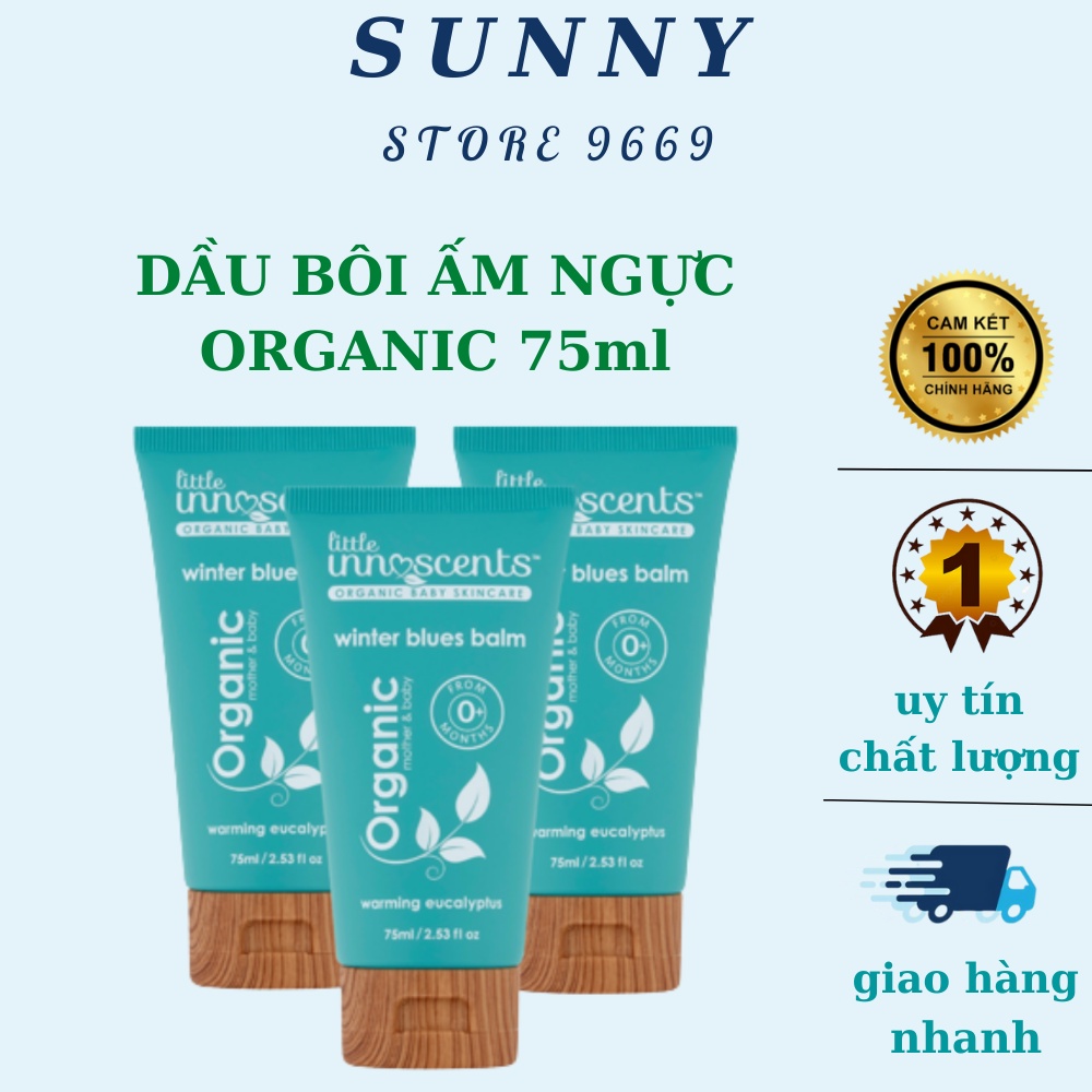 Dầu bôi ấm ngực Organic Little Innoscents Phòng ngừa cảm cúm giảm ho ngạt mũi cho bé 75ml Úc