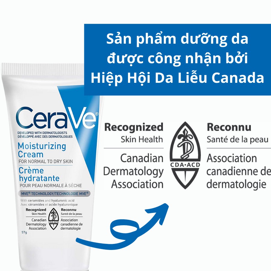 [Bill Canada] Kem dưỡng ẩm da Cerave Moisturizing Cream 453g 57g