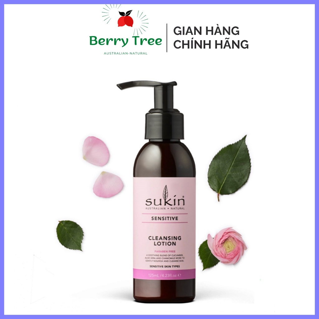 Sữa rửa mặt dạng lotion cho da nhạy cảm Sukin Sensitive Cleansing Lotion 125ml (BR)
