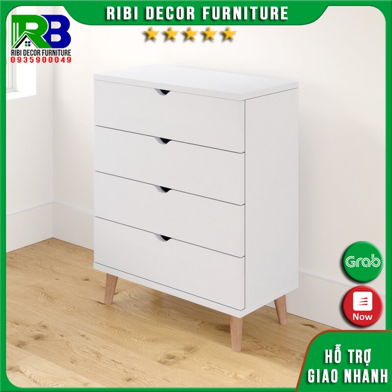 Tủ gỗ đa năng 4 ngăn kéo chân gỗ tự nhiên làm tủ trang trí và để đồ dùng TGĐN212