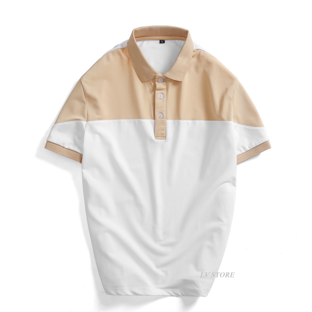 Áo Polo nam phối màu be Tulip áo thun cổ bẻ tay ngắn vải cá sấu cotton cao cấp lịch sự, thanh lịch - Lv Store