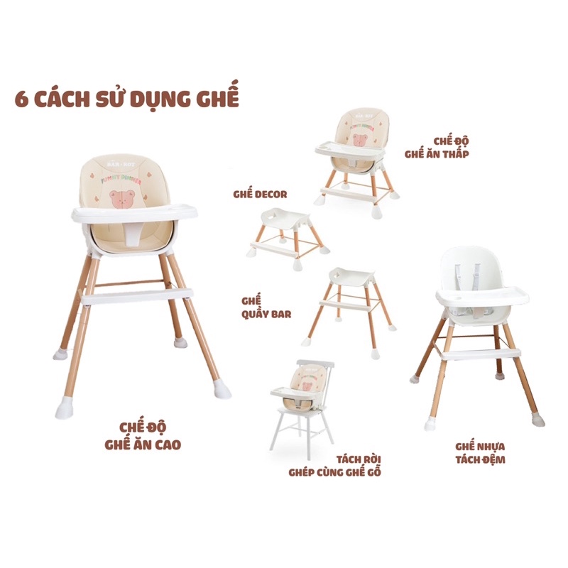 Ghế ăn dặm đa năng cao cấp bar-rot cho bé từ 5 tháng bảo hành khung ghế 12 tháng