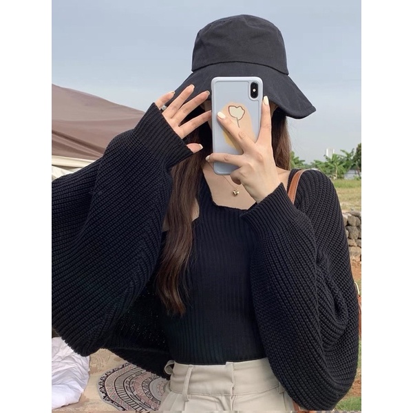 Gaeul store-Áo Khoác Cardigan Len Lửng Hàn Quốc, Len Lông Cừu Nhẹ Dày Ấm