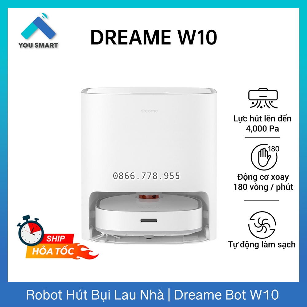 Robot Hút Bụi Lau Nhà Thông Minh Dreame Bot W10 - Lực Hút 4000PA - BH 12 tháng