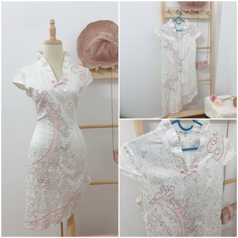 Đầm hoa sườn xám hạc trendy