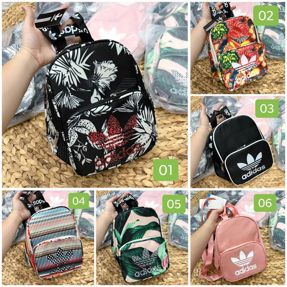 Balo mini ADIDAS xuất xịn vải dù in hoa văn hoạ tiết nhiều màu