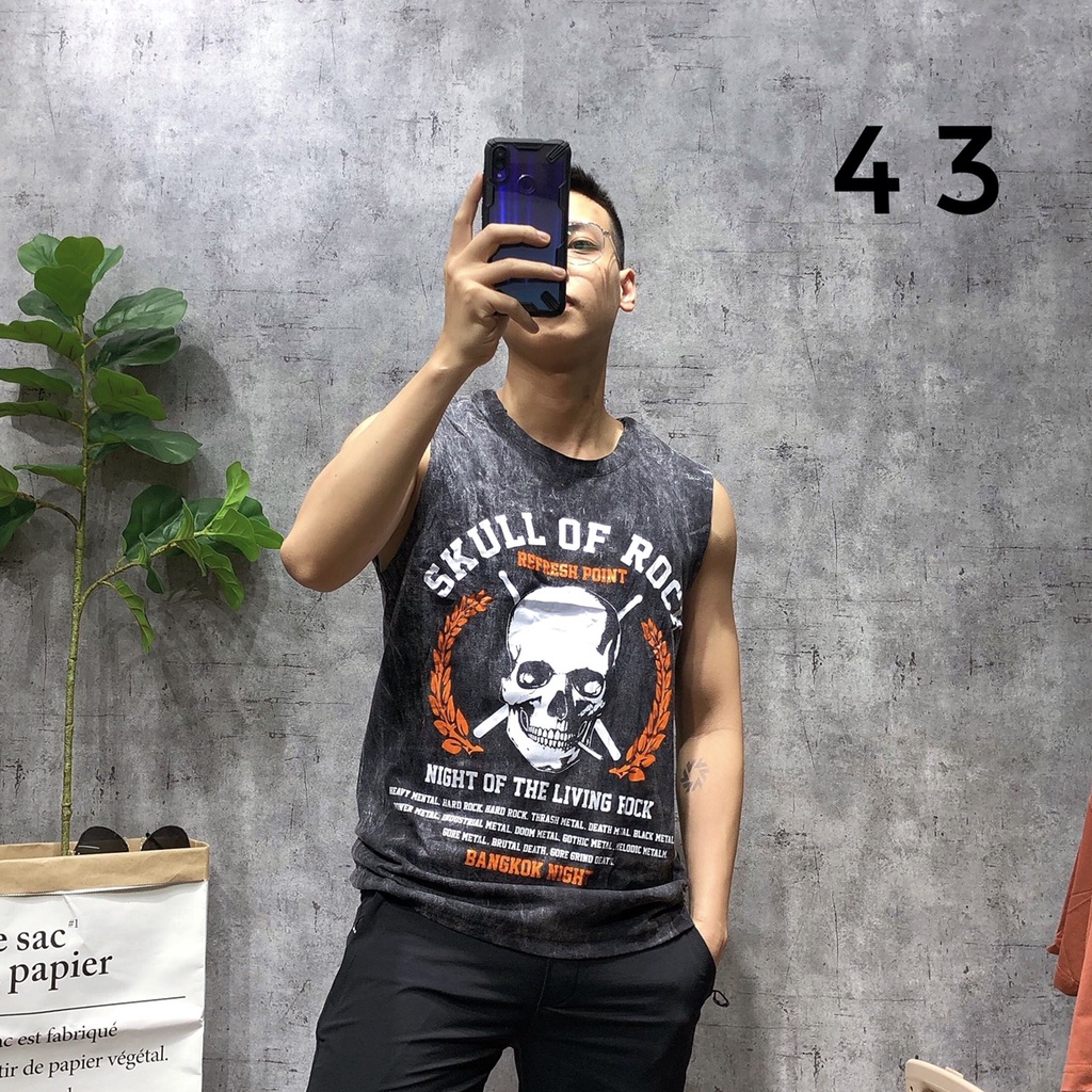 Áo sát nách gym ba lỗ tanktop layer dáng dài nam tập gym thể thao cotton SNTL 43