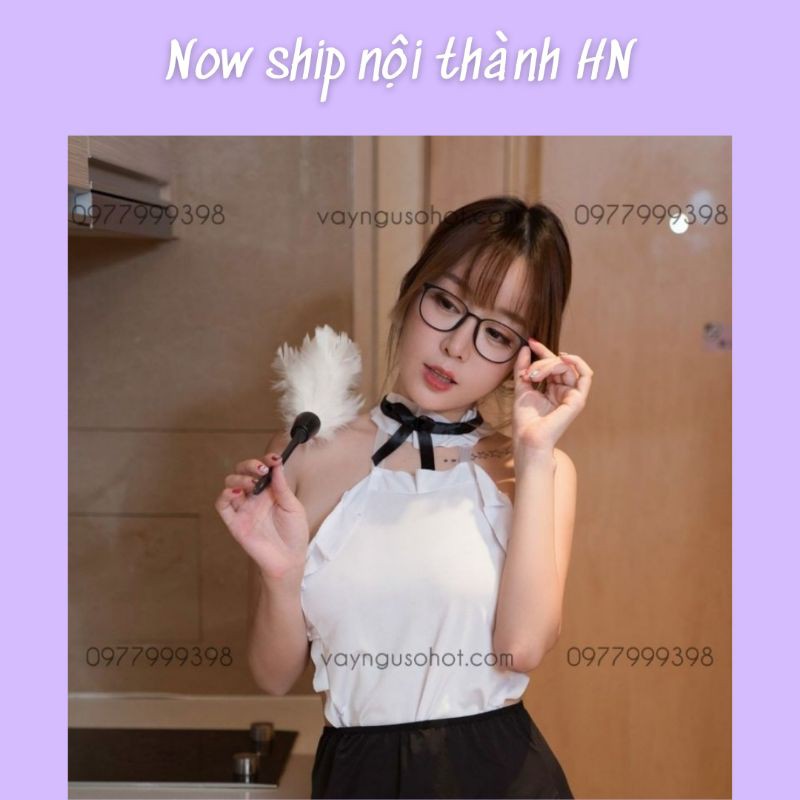 ( clip tự quay + ảnh thật tự chụp ) chổi lông cosplay hầu gái , bồi bàn sexy cám dỗ