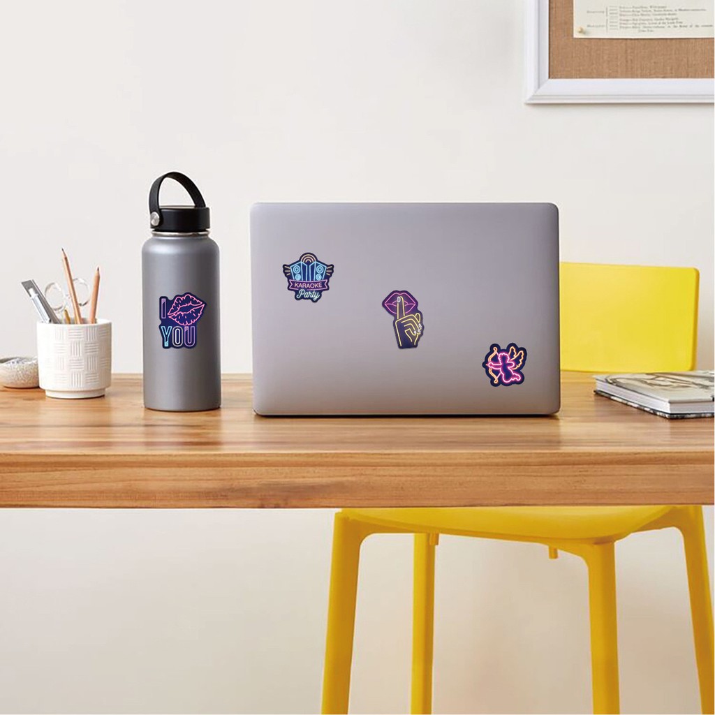 [Set 50 cái] STICKER NEON hình dán cute chất liệu PVC CAO CẤP CHỐNG THẤM DÁN XE, VALI, LAPTOP, NÓN BẢO HIỂM, ĐIỆN THOẠI