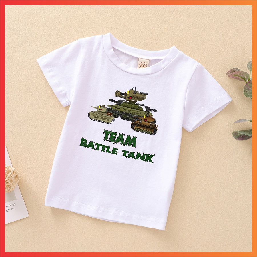 HOT Áo thun in hình xe tăng quái vật hoạt hình hay nhất cho bé trai