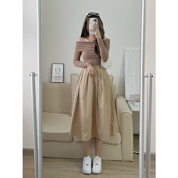 [NEW]CHÂN VÁY XẾP LI DÁNG MIDI 7621 SIÊU XINH