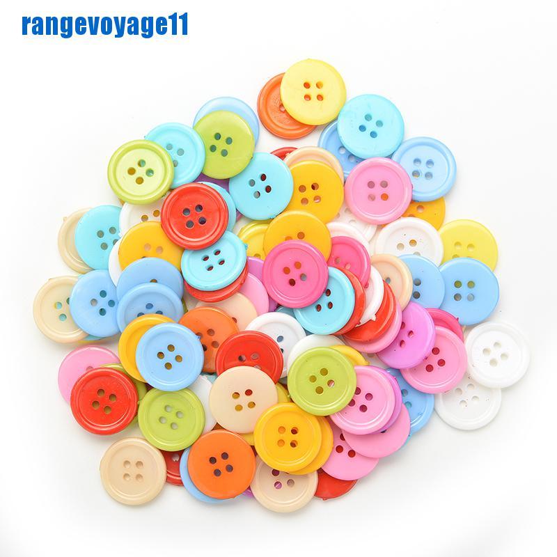 Bộ 100 Nút Nhựa Tròn Nhiều Màu Sắc