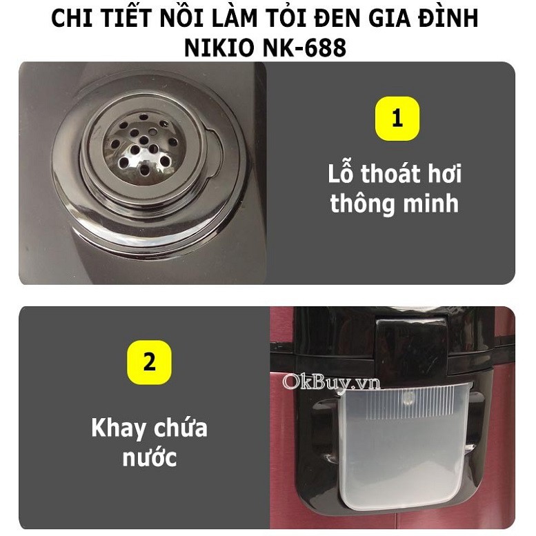 Máy làm tỏi đen gia đình Nhật Bản Nikio NK-688 dòng cao cấp Đỏ tím