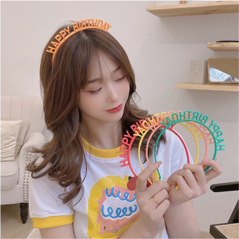 Băng Đô Hợp Kim Đính Đá Chữ Happy Birthday Thời Trang