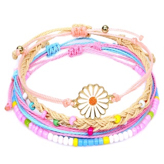 Set 4 Vòng Tay Bện Dây Sáp Phong Cách Dân Tộc