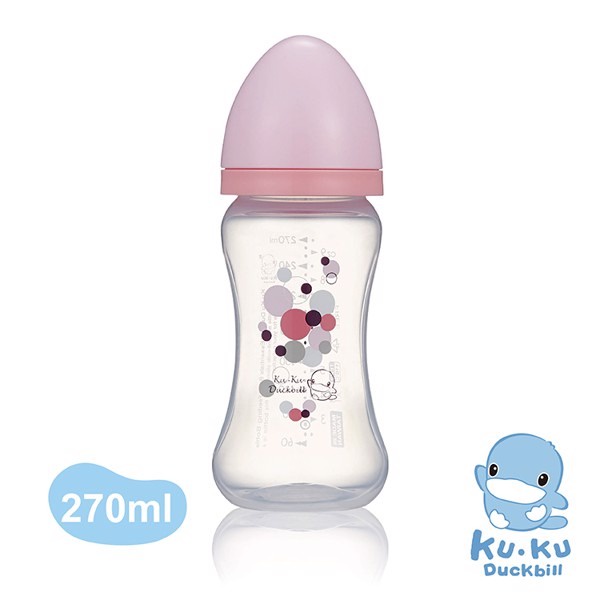 Bình sữa cổ rộng nhựa PP cao cấp 270ml KUKU KU5931 cho bé sơ sinh chống đau bụng, không chứa BPA
