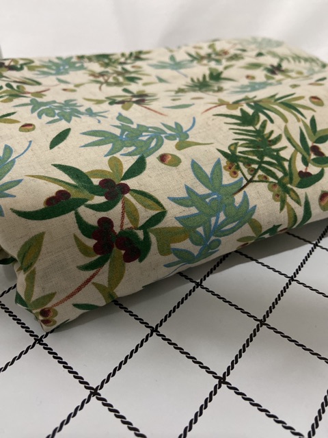 Vải linen hoa xanh lá