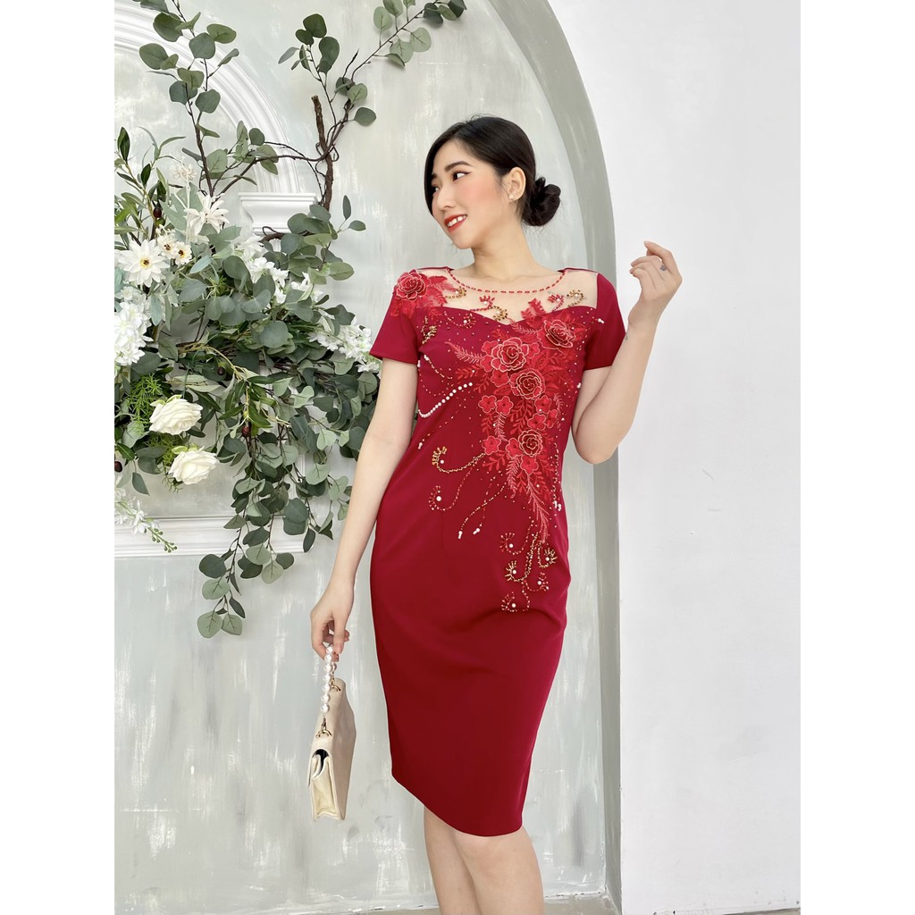 đầm trung niên nữ dự tiệc, thiết kế sang trọng