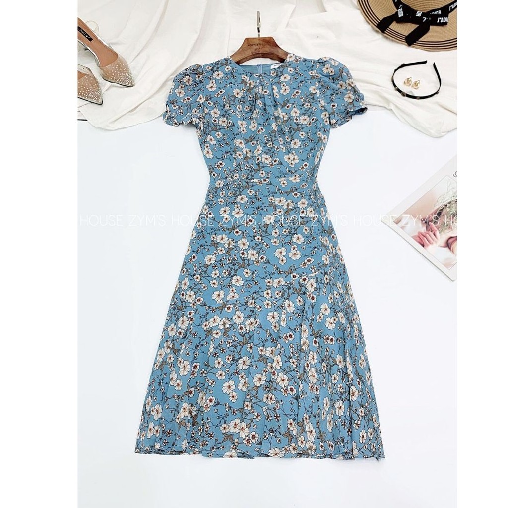 [Mã FAMALLT5 giảm 15% đơn 150k] Váy xoè xếp ly cổ hoạ tiết hoa Zym’s House - LT115