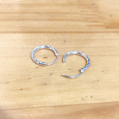 Bông tai bạc tròn phay sáng đường kính 12mm chốt cài chắc chắn TLEE JEWELRY B0373