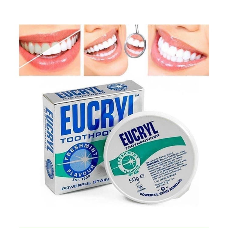 Bột tẩy trắng răng cấp tốc từ Anh Quốc EUCRYL 50g