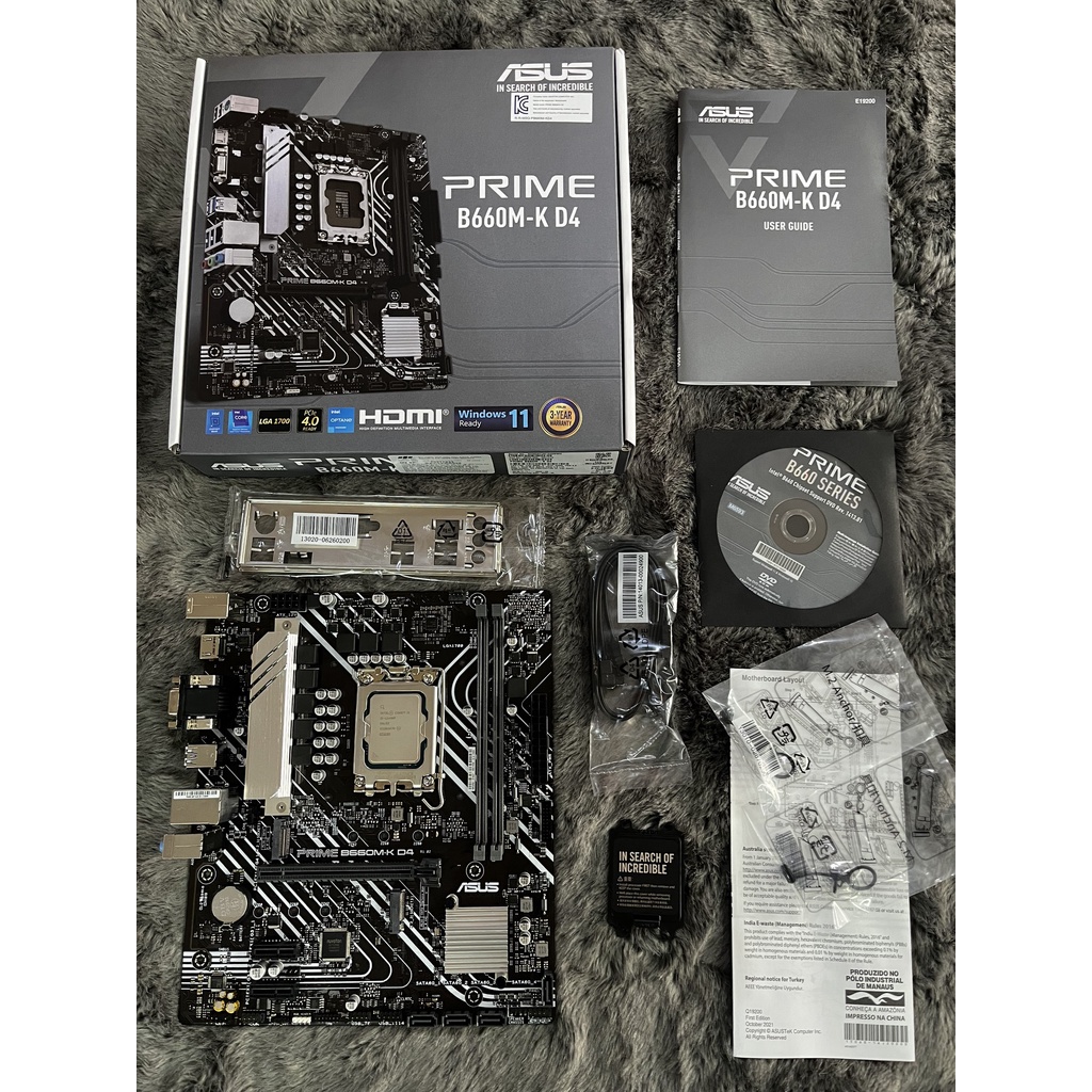 Combo Mainboard Asus Prime B660M-K D4 + I5 12400F Tray ( No Box) New - BH 36T