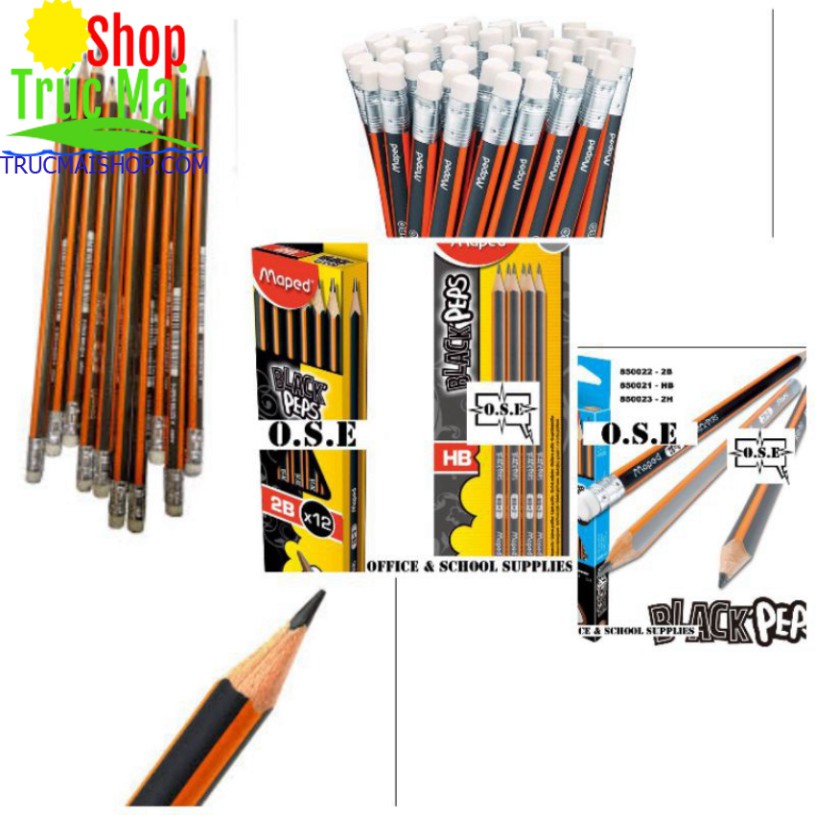 bút chì hb2 Maped chính hãng gỗ tự nhiên than hoạt tính