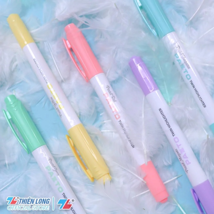 Bút dạ quang màu Pastel Thiên Long Pazto HL-016 - Bút dạ quang rửa được - Không để lại vết khi Photocopy 5 cây/hộp