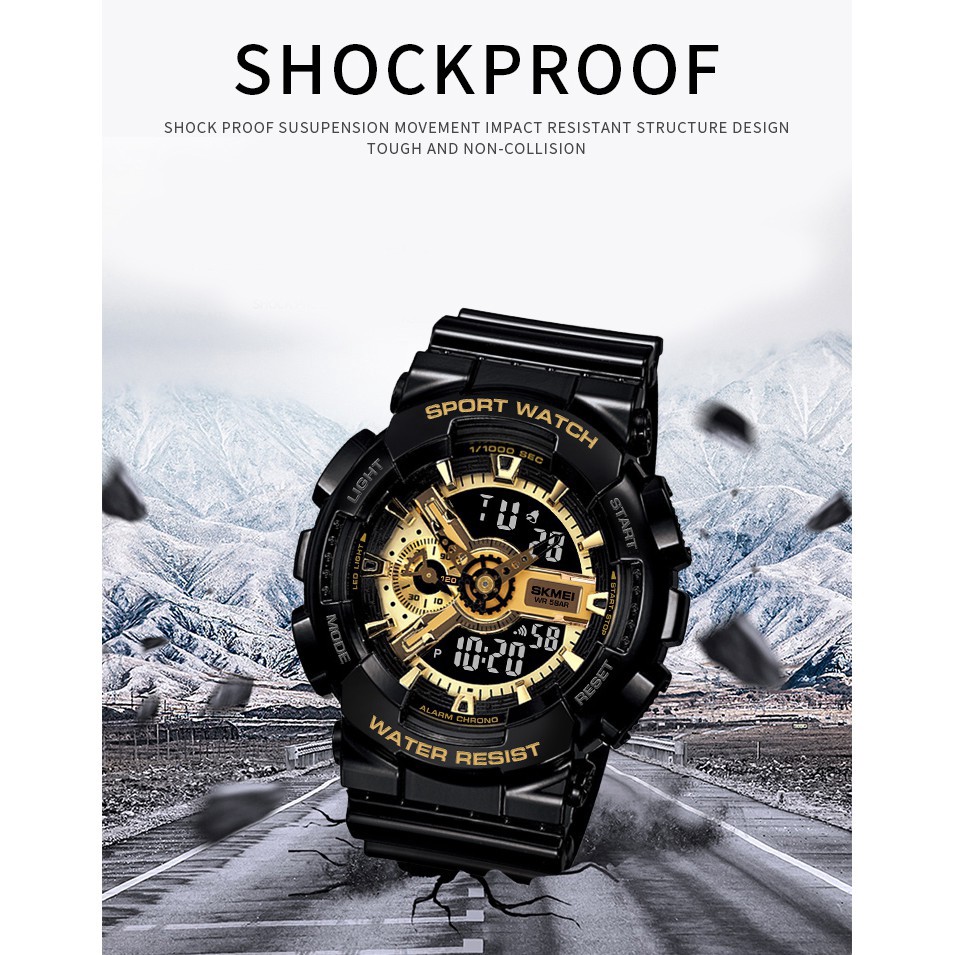 [Mã FASHIONCB264 giảm 10K đơn bất kỳ] Đồng Hồ SKMEI 2 Kiểu Hiển Thị Analog Kỹ Thuật Số Có Đèn LED Thể Thao Dành Cho Nam