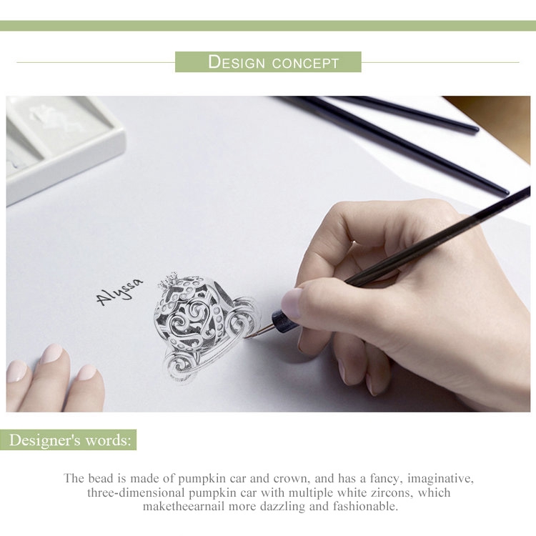 Hạt xâu trang sức Bamoer SCC792 hình trái bí ngô xinh xắn bạc 925