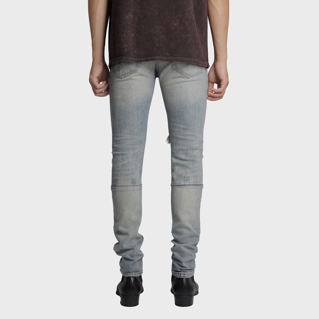 Quần Jeans Nam J17 Stretwear Chất Liệu Cao Cấp Rách Gối Đắp Da Đen Màu Xanh Sáng - TLB Vietnam