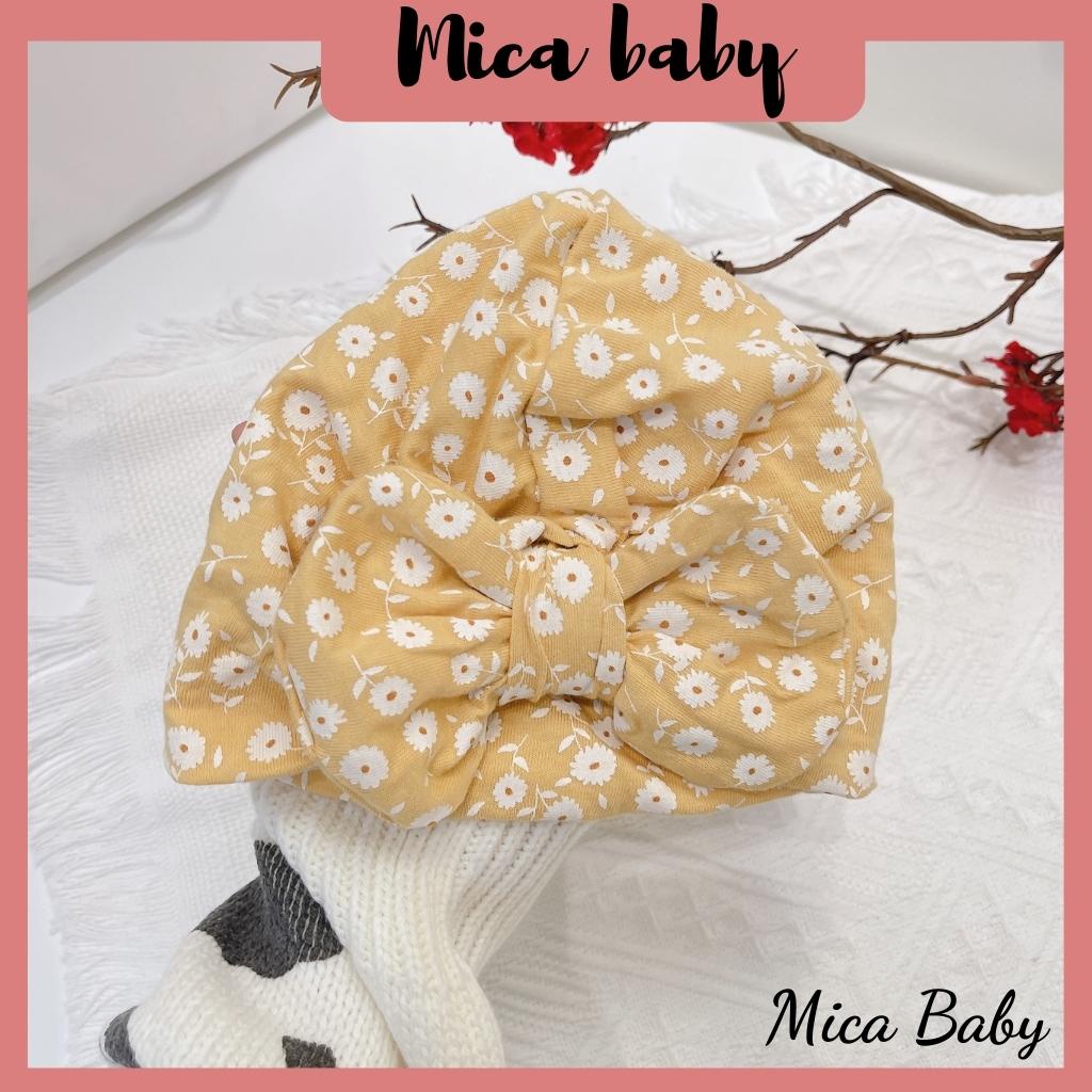 Mũ nón turban thắt nơ hoa vàng đáng yêu cho bé từ 6-10kg Mica baby MTB70