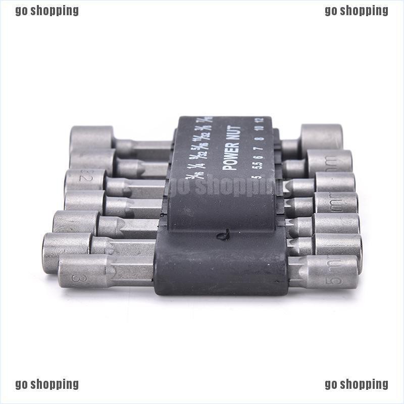 {go shopping}14Pc Power Nut Driver Drill Bit Set SAE Metric Socket Wrench Screw 1/4&quot;Hex Shank